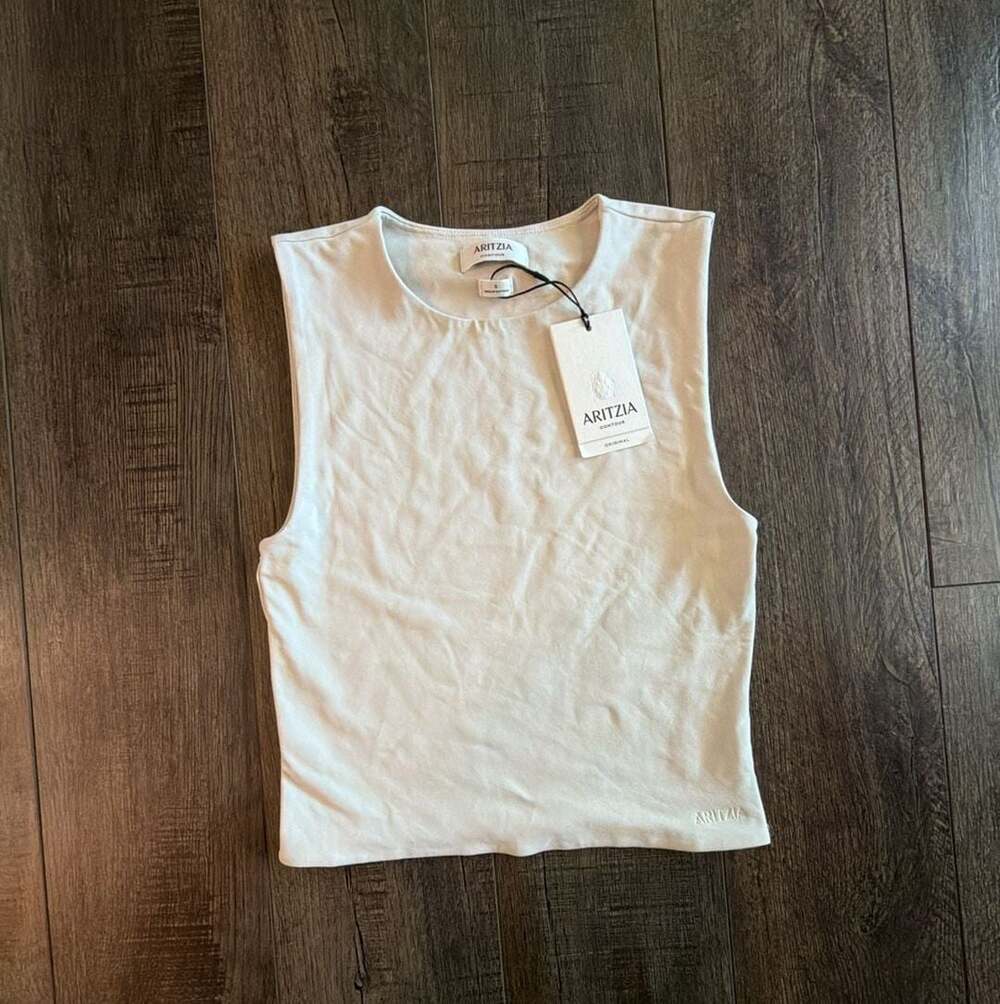 Aritzia Contour Original Crew Neck Tank Top Matte Pearl